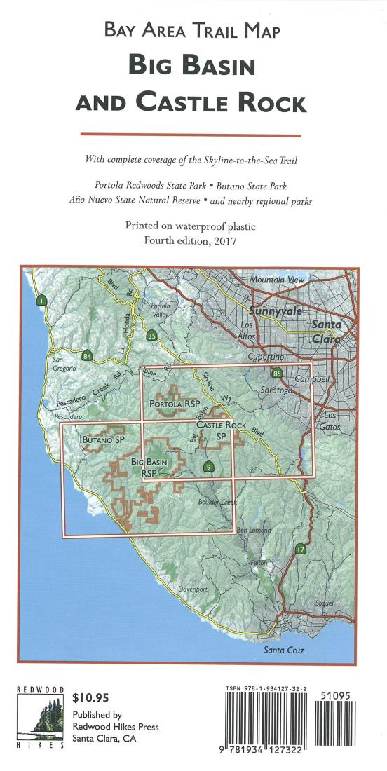 Cover of Bay Area Trail Map: Big Basin and Castle Rock by Redwood Hikes Press