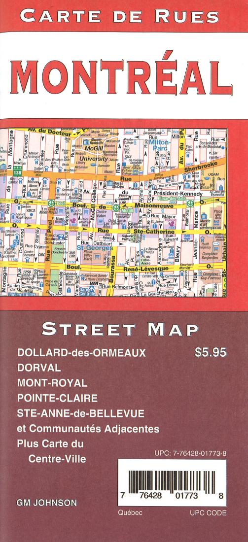 Cover of Montreal, Canada Street Map by GM Johnson