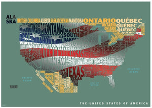 Graphic Map USA - flag by Oxford Cartographers