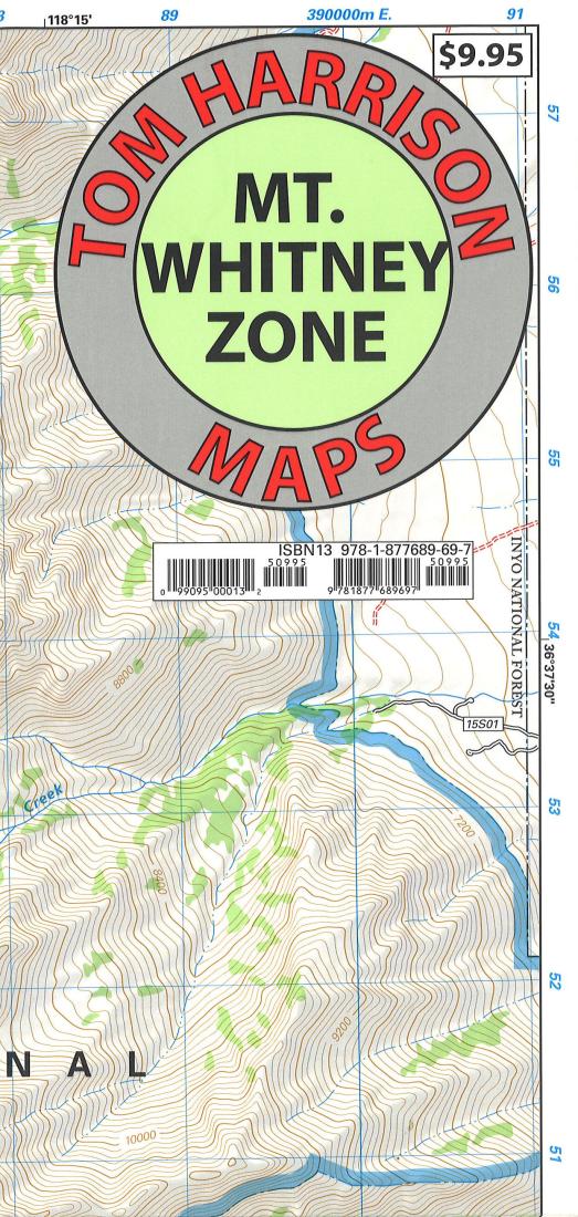 Cover of folded Map of Mount Whitney Zone, California by Tom Harrison Maps