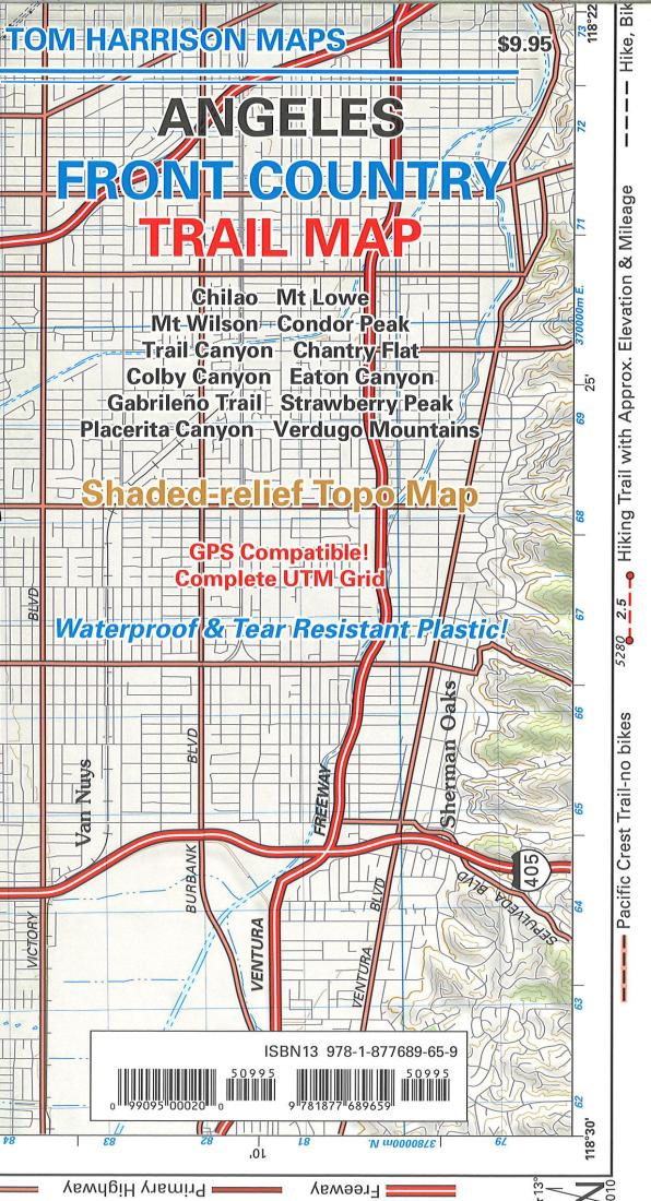 Cover of folded Map of Angeles Front Country, California by Tom Harrison Maps