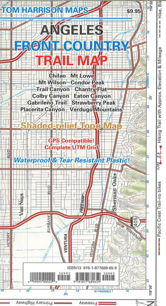 Cover of folded Map of Angeles Front Country, California by Tom Harrison Maps