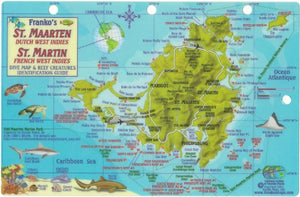 St. Maarten Dutch West Indies, St. Martin French West Indies, Dive Map by Frankos Maps Ltd.