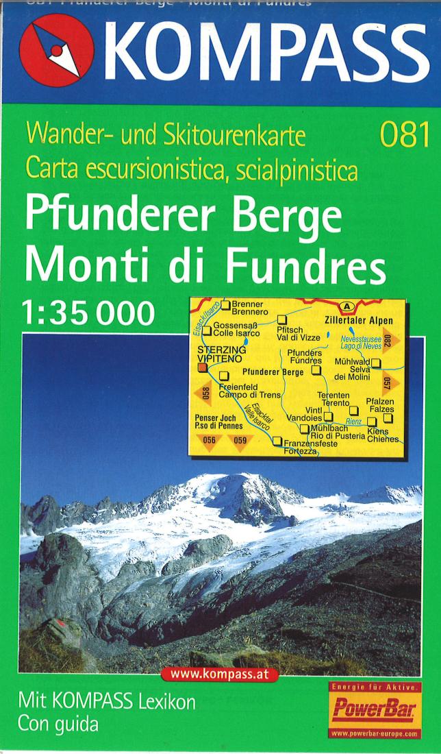 Cover of Pfunderer Berge/Monti Di Fundres Hiking Map By Kompass