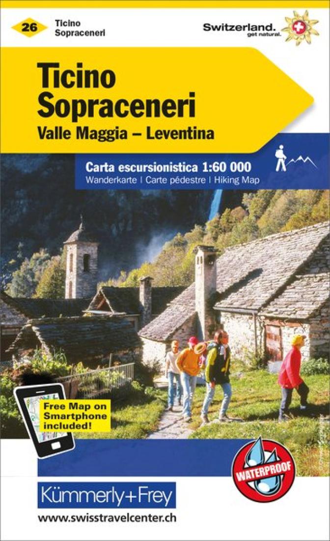 Cover of Ticino Sopraceneri : Switzerland Hiking Map #26 by Kummerly + Frey
