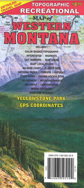 Cover of Montana, Western, Topographic Recreational Map by GTR Mapping