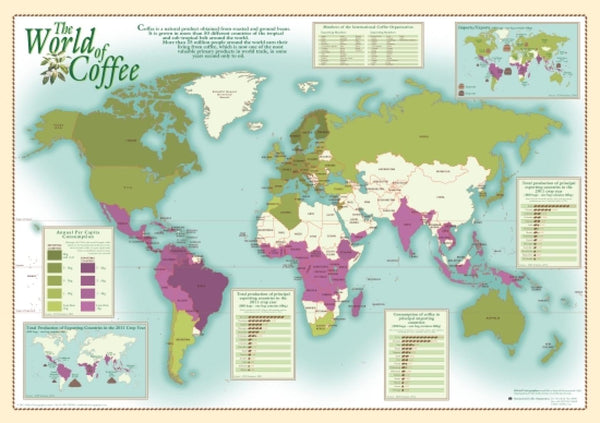 Cover of World of Coffee Wall Map by Oxford Cartographers 