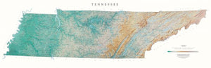 Tennessee - Physical, Laminated Wall Map by Raven Maps