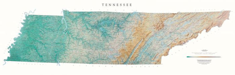 Cover of Tennessee Physical Laminated Wall Map by Raven Maps 