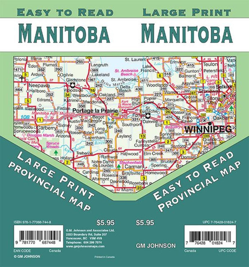 Cover of Manitoba Large Print, Manitoba Province Map by GM Johnson