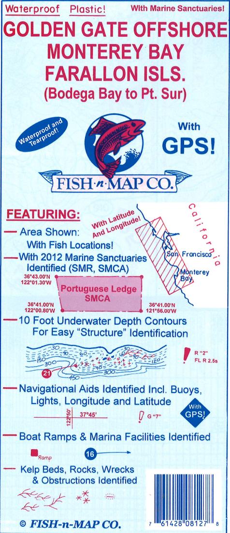 Cover of Golden Gate Offshore/Monterey Bay/Farallon Islands Fishing Map by Fish-n-Map Company