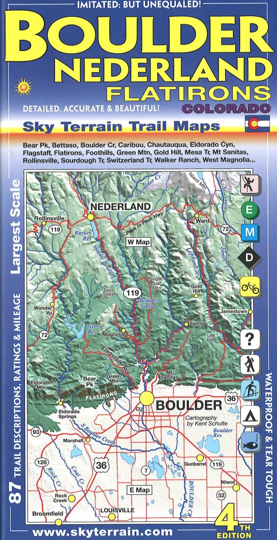 Cover of Boulder & Nederland Flatirons Hiking Map by Sky Terrain