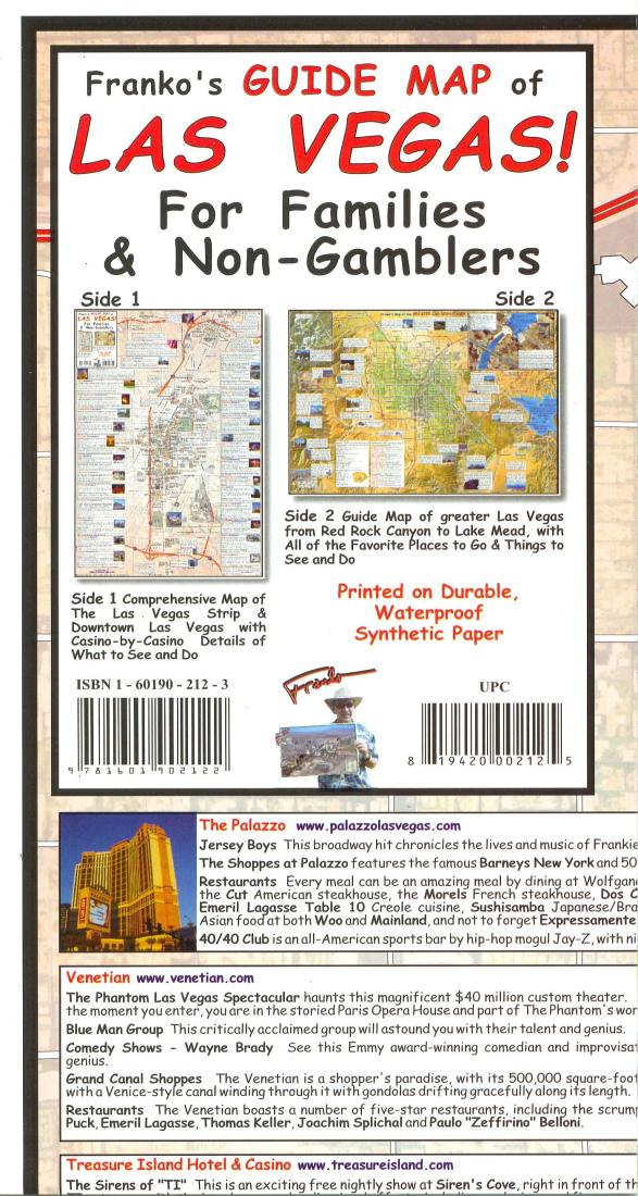 Cover of Franko's Guide Map of Las Vegas for families and non-gamblers