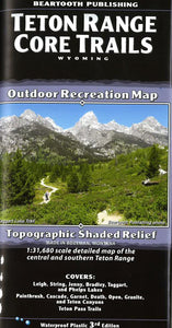 Teton Range Core Trails  Outdoor Recreation Map with Topographic Shaded Relief by Beartooth Publishing