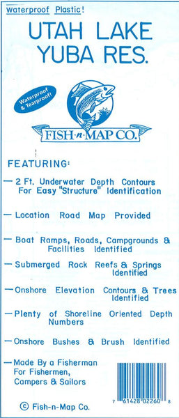 Cover of Utah Lake Yuba Reservation Fishing Map by Fish-n-Map Company