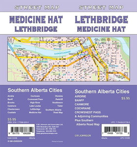 Lethbridge/Medicine Hat/Banff/Canmore/Cochrane/Airdrie, Alberta Street Map by GM Johnson