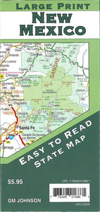 New Mexico Large Print, New Mexico State Map by GM Johnson