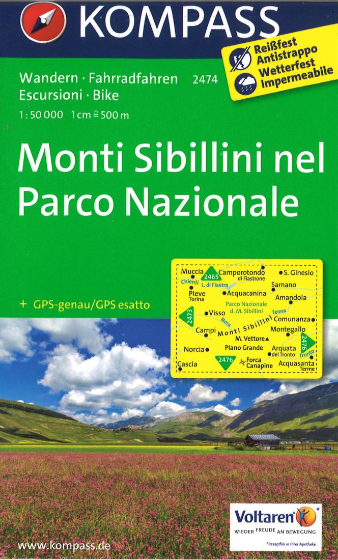 Cover of Monti Sibillini - Cascia - Norcia Hiking Map By Kompass