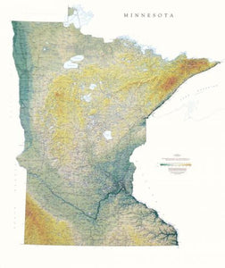 Minnesota, Physical Wall Map by Raven Maps