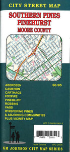 Southern Pines, Pinehurst, and Moore County, North Carolina Street Map by GM Johnson