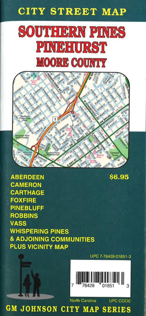Cover of Southern Pines, Pinehurst, and Moore County, North Carolina Street Map by GM Johnson
