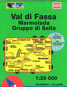 Val di Fassa Marmolada Gruppo di Sella Hiking Map By Kompass