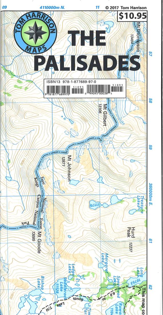 Cover of folded Map of Palisades, California trail map by Tom Harrison Maps