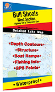 Bull Shoals-West (Hwy 125 to Taneycomo Dam - AR/MO) Fishing Map by Fishing Hot Spots