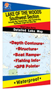Lake of the Woods Southwest Fishing Map, Lake (incl. Big/Little Traverse Bay - MN/ONT) by Fishing Hot Spots