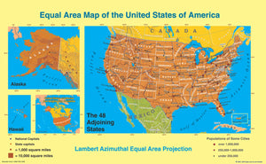 United States, Equal Area Projection, laminated by ODT, Inc.