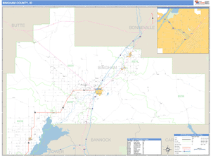 Bingham County, Idaho Zip Code Wall Map