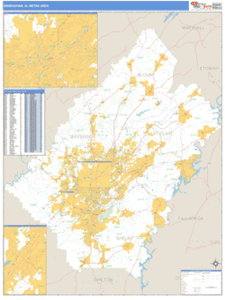 Birmingham, Alabama Metro Area Wall Map
