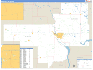 Bismarck, North Dakota Metro Area Wall Map