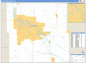Black Hawk County, Iowa Zip Code Wall Map