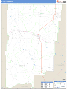 Blaine County, Montana Zip Code Wall Map