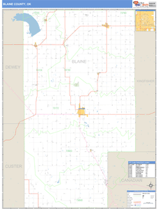 Blaine County, Oklahoma Zip Code Wall Map