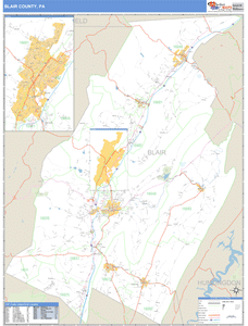 Blair County, Pennsylvania Zip Code Wall Map
