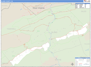 Bland County, Virginia Zip Code Wall Map