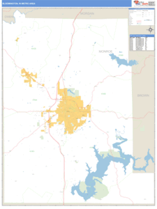 Bloomington, Indiana Metro Area Wall Map