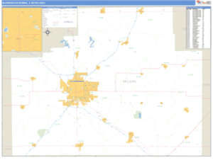 Bloomington-Normal, Illinois Metro Area Wall Map