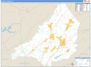 Blount County, Alabama Zip Code Wall Map