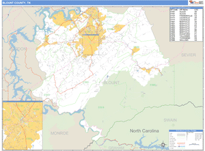 Blount County, Tennessee Zip Code Wall Map