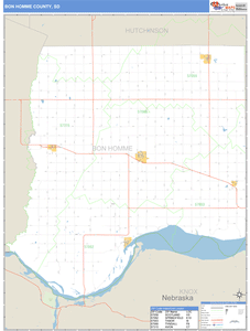 Bon Homme County, South Dakota Zip Code Wall Map