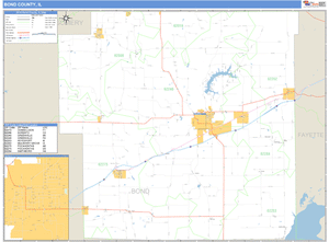 Bond County, Illinois Zip Code Wall Map