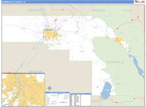 Bonneville County, Idaho Zip Code Wall Map