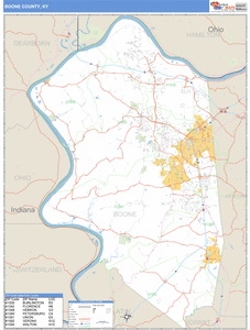 Boone County, Kentucky Zip Code Wall Map