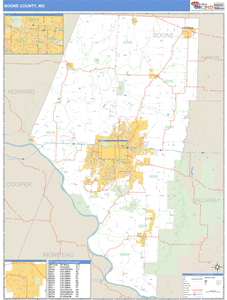 Boone County, Missouri Zip Code Wall Map