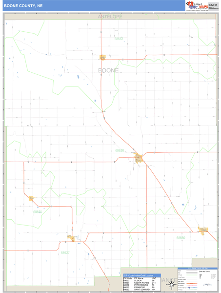 Boone County, Nebraska Zip Code Wall Map Market Maps (IDI)
