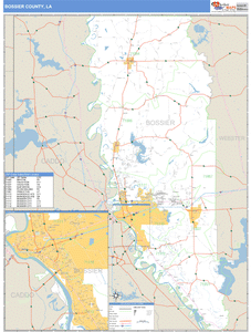 Bossier County, Louisiana Zip Code Wall Map