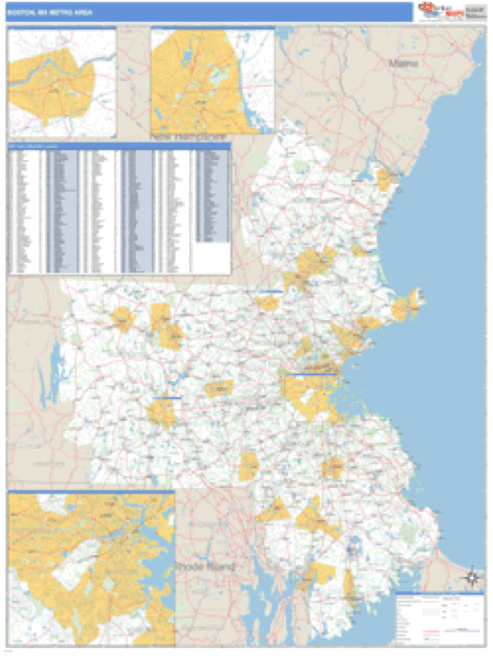 Boston, Massachusetts Metro Area Wall Map Market Maps (IDI)